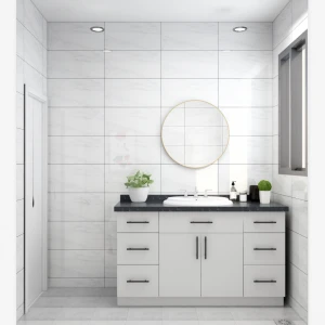 Chinese factory sell ready to ship particle board white melamine bathroom vanity 60 inch design