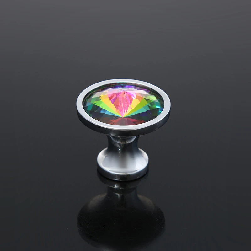 CJ-Custom Glass Furniture Hardware Cabinet Knobs And Handles Colorful Crystal Door Pull Handle Knob