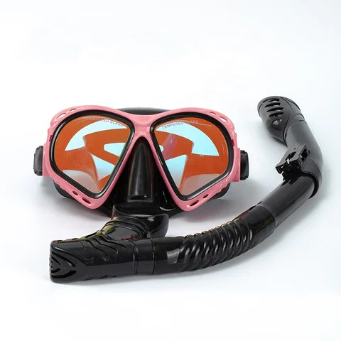 Coated Tempered Glass Lenses Silicone Scuba Goggles Free Diving Mask Set Snorkel Gear Equipment Kit Scuba Kits Free Diving Masks