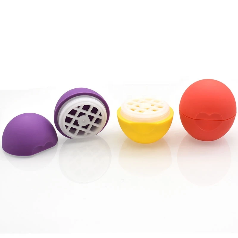colorful cosmetic 7g plastic round ball lip balm container packaging container