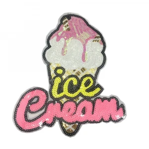 Colorful Ice Creams Embroidered Sequin Patches For Kids t-Shirt
