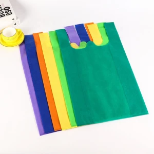 Colorful Plenty In Stock Eco Friendly Customized Foldable Reusable Promotional Polypropylene W Cut Shopping Non Woven Vest Bag