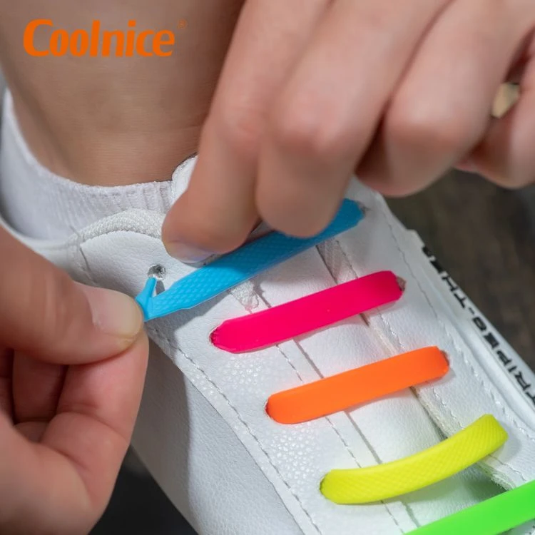 Coolnice  custom logo  lace manufacturing elastic silicone shoelace no tie shoe lace