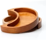 Crescent Moon Trinket Rings Jewelry Dish Walnut Wood Decor Holder Tray For Crystal Display Essential Oils