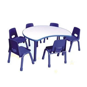 Crescent shape Kids dinning table, kids study table for Kindergarten adjustable height table for sale