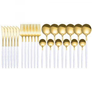 Cross-border wholesale 24-piece cutlery stainless steel cutlery and lacquered dessert cutlery set