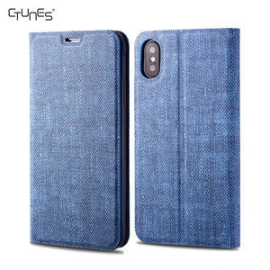 CTUNES Fabric PU Leather Wallet Flip Design Folio Cards Holder Protective Case For iPhone XS Max