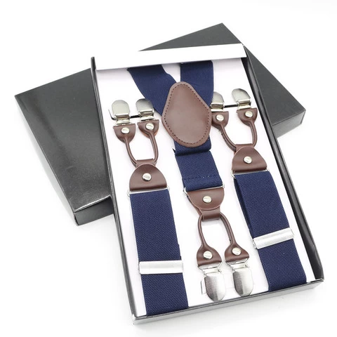 Custom Adjustable Elastic Button Suspender Gift Set Mens Clip Y Shaped Back Braces Kerchief Bow Tie Suspenders Business Set
