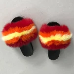Custom Color Drop Shipping Women Sandals Adult Real Fox Slippers Big Fur Slides