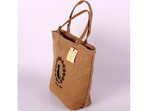 Custom degradable material natural jute fiber shopping bag fold-able shopping jute bag large jute capacity tote bag