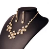 Custom Designs Cubic Zircon Crystal Flower Necklace Earrings Gold Plated Wedding Indian Bridal Dubai African Beads Jewelry Set