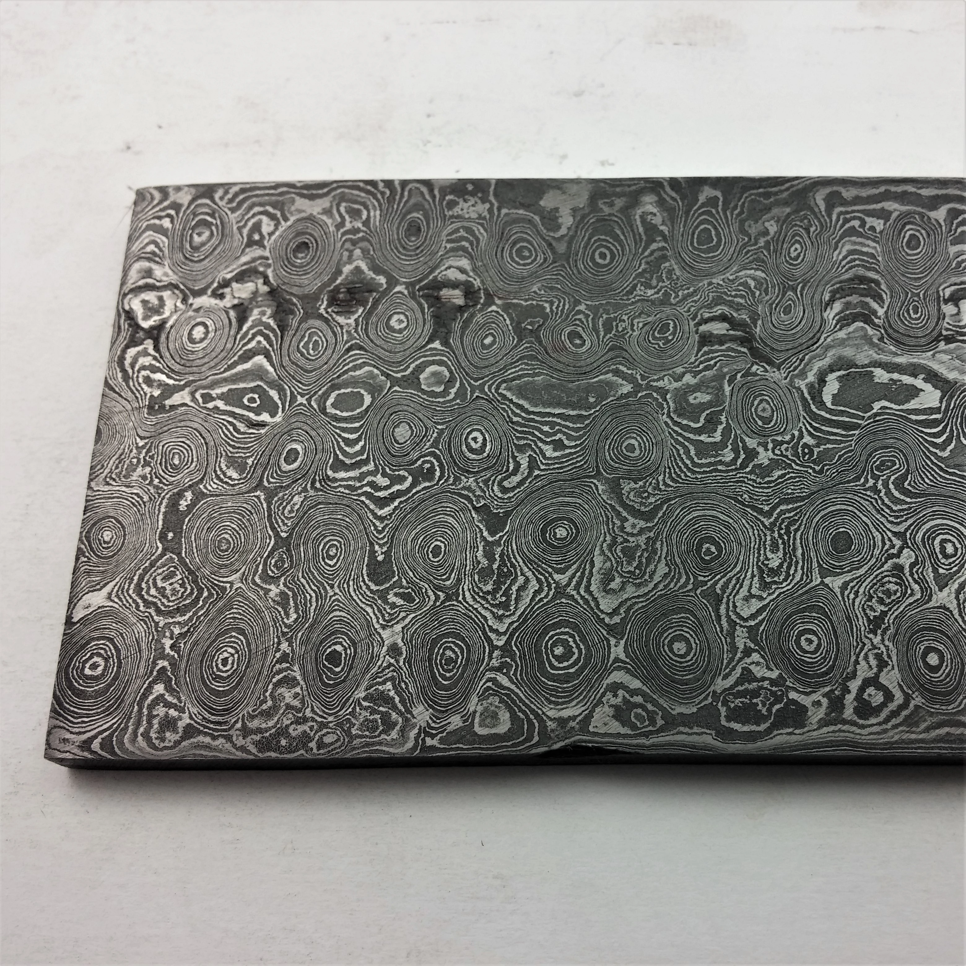 Custom Handmade Damascus Steel 27,5 cm x 5 cm x 4,5 - 5 mm Billets Raindrop Pattern