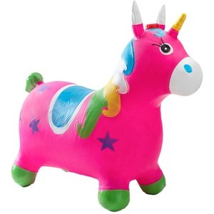 Custom High Quality Music Jumping Horse Vault Unicorn PVC Inflatable Toy Children Rocking Ride On Animal Toy