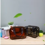 Custom Logo Cosmetic Organizer Waterproof Brush Holder Travel pvc makeup bag