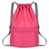 Custom Logo Promotion Large Capacity Lightweight Waterproof String Knapsack Sports Gym Drawstring Bag with Pocket Zipper