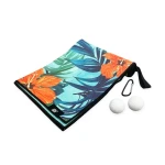 Custom microfibre waffle printed tour golf club cleaning towel for golf bags with clip