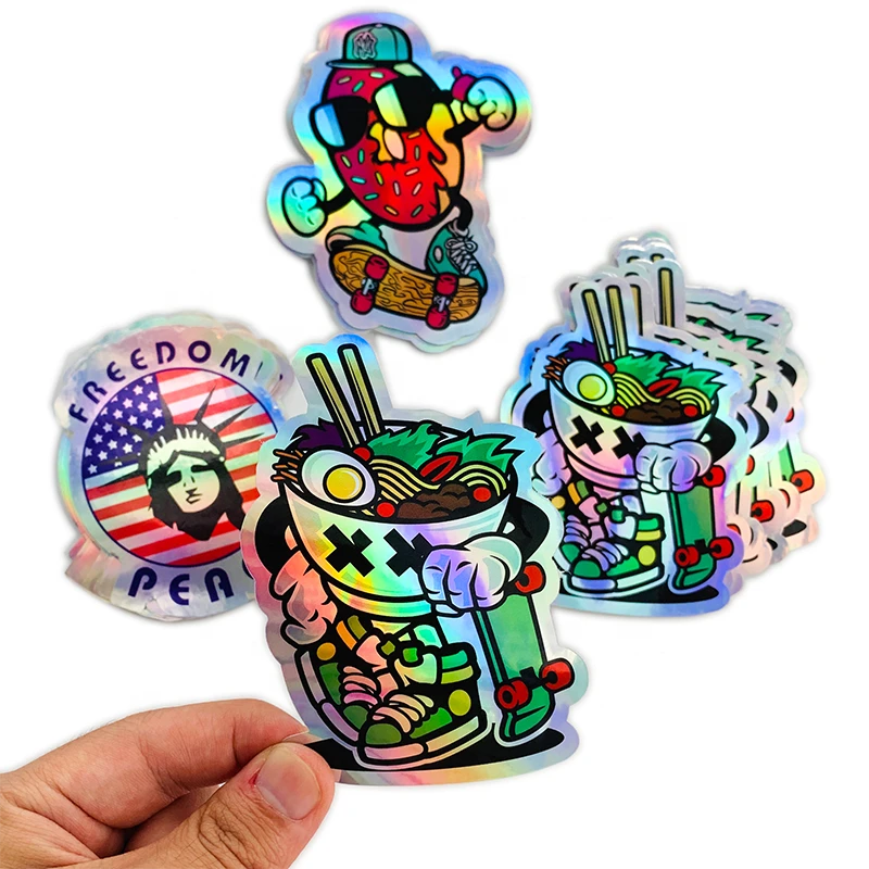Custom Printing Waterproof Die Cut Stickers Adhesive PVC Hologram Vinyl Stickers