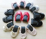 Customized Night club Golden flat dance shoes ballerina folding shoes pumps disposable ballet shoes