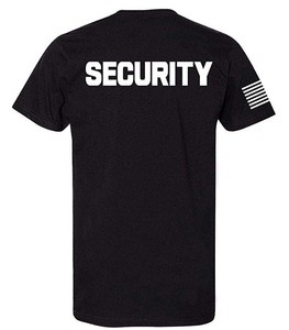 Customized Security T-Shirt Front Back Print Mens Tee Staff Event Uniform Bouncer Screen Printed