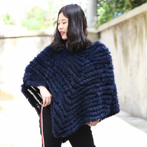 CX-B-62D Factory Directly Supply Woman Rabbit Fur Shawl /Ladies Neck Scarf Large Size