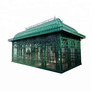 decorative outdoor metal gazebo with glass for garden