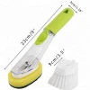 Deep Clean Dish Brush Set - Soap Dispensing Dish Brushes Refills ,Soap Dispensing Sponge Brush Scrub Brush ,Kitchen Grill