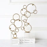 Desk craft ornament small circle csytal stand metal home accessories decoration pieces luxury