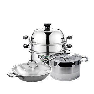Different mirror polish steamer stainless steel cookware pot set