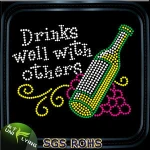 Drinks well with others rhinestone iron on transfer wholesale