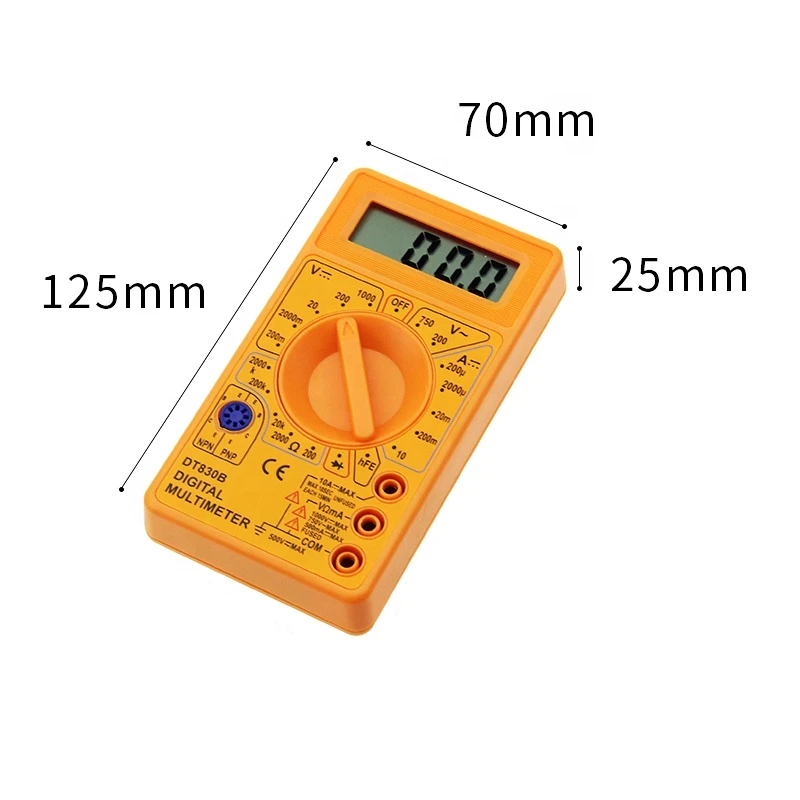 DT-830B Multimeter LCD Auto Range Digital Voltmeter Ohmmeter Volt Tester Yellow