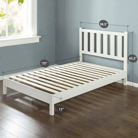 Easy-to-assemble twin-bed wooden slats supporting wooden luxury platform bed frame