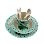 Eco-friendly bamboo fiber kids dinnerware set baby cutlery tableware set