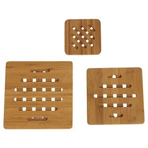 Eco-friendly Bamboo Trivet Mat Set of 3 Round Kitchen Hot Pads Hot Food Table Mat
