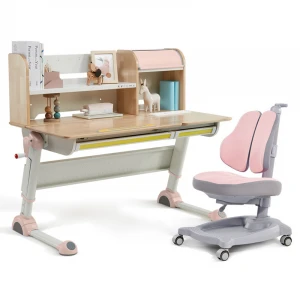 Eco-friendly Kid Study Desk Read Tables Solid Wood Ergonomic Kids Desk and Chair Set Height Adjustable Kids Furniture
