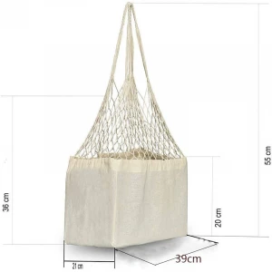 Ecological Multicolor Organic Cotton Mesh Grocery Shopping Bag