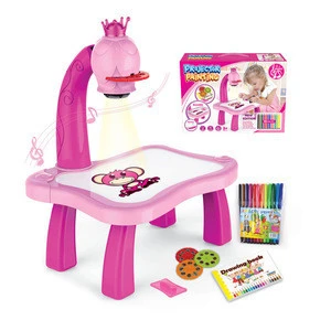 Educational Kids Drawing Set Floor Projector Desk Painting Toys For Girls