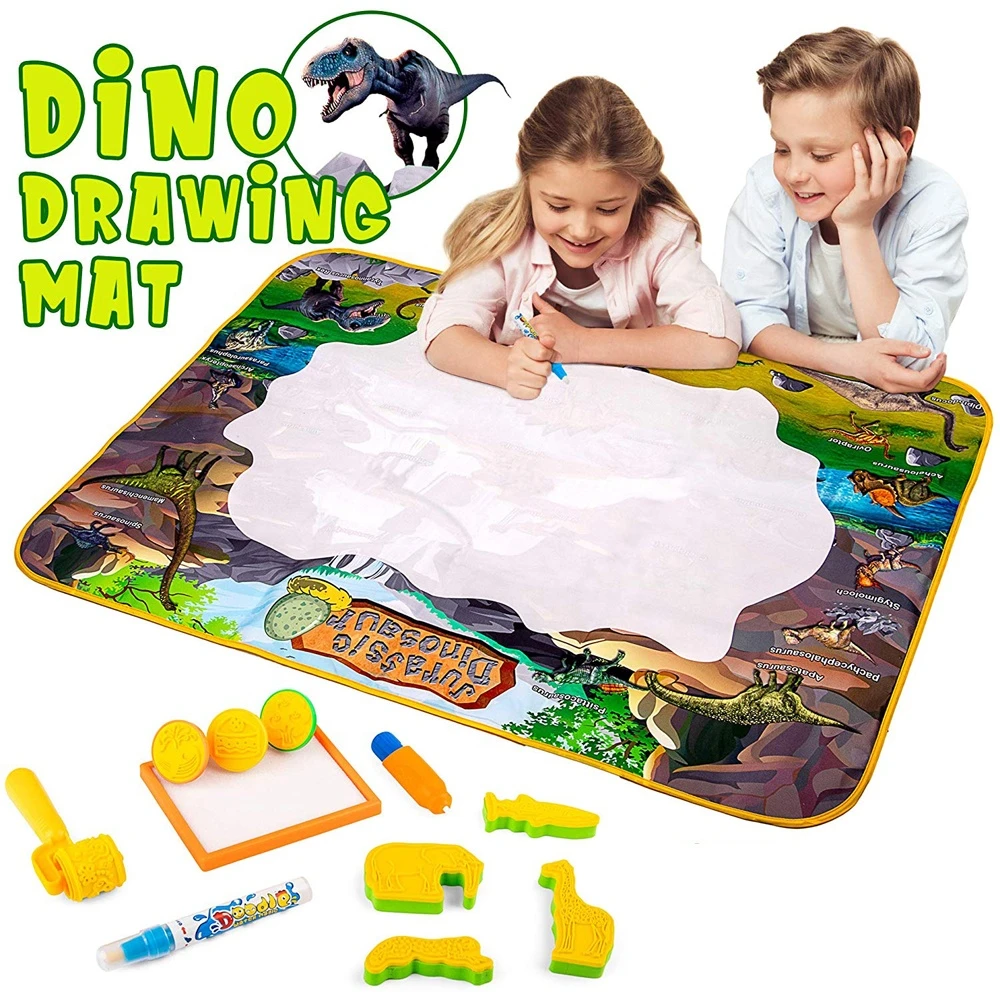 Educational learning toy large size dinosaur water doodle drawing mat magic aquadoodle mat for kids