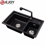 EJOY NET7948 High Quality double sink granite sink Customized granite black sink