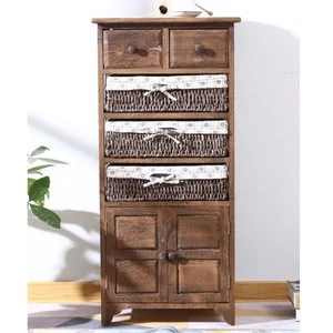 Factory High Quality Customized Living Room Furniture Wicker Basket Drawers Wooden Cabinet