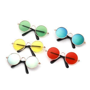 Factory Wholesale Cool Stylish and Funny Cute Pet Sunglasses Classic Retro Circular Metal Sunglasses for Cat Small Dogs