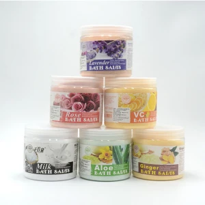 Factory wholesale private label color change natural plastic jars spa scrub bath salts