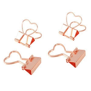 Factory Wholesale Rose Gold Cheap File Binder Clip Love Heart Shape Paper Clip For Office