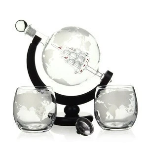 Fancy Glass Globe decanter glass bar accessories with whiskey stone for the wine and spirits