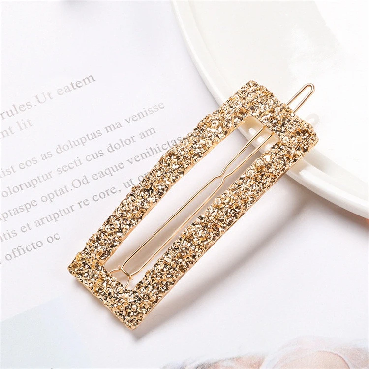 Fashion Eur- American Alloy Hairclip For Women Geometric Sequins Hairpin Retro Cold Wind Hairgrips Accessories