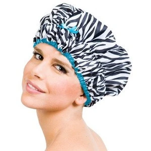 Fashionable Custom terry cloth lined shower cap