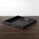Faux leather wood serving tray