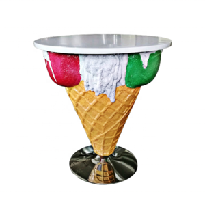 Fiberglass ice cream cone cartoon table and chair sets shop decoration for restaurant furniture