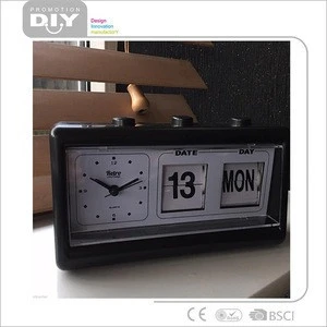Flip-Date Retro Alarm Clock With Calendar date table clock table alarm clock