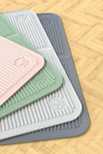 Foldable Silicone Green Litter Trapping Mat Waterproof Large Size Non-Slip Mat Dog Cat Bowl Mat Food Pad Washable 40x60 cm