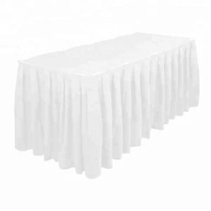 Foldable table cloth Accordion Pleat Polyester Table Skirt  for Wedding Banquet  Restaurant party Halloween decoration